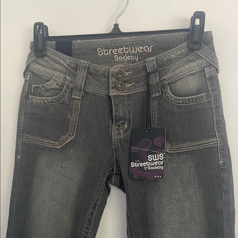 Streetwear Society Low Rise Bootcut Gray Washed Jeans